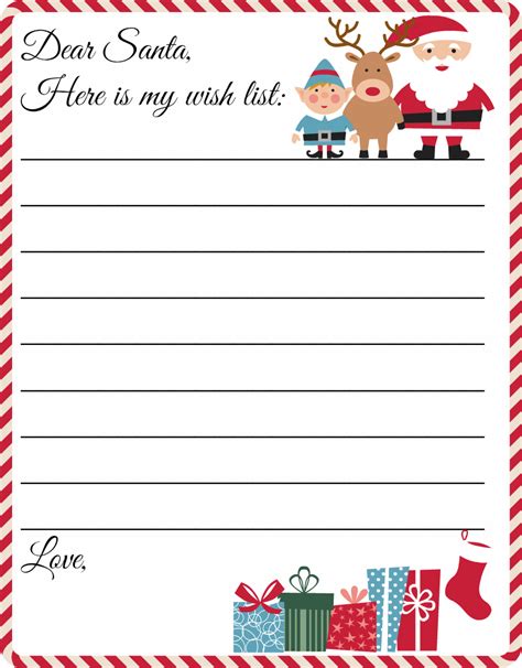Christmas List For Santa Template