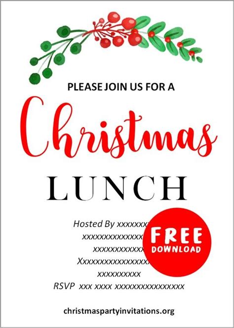 Christmas Lunch Invite Template Free