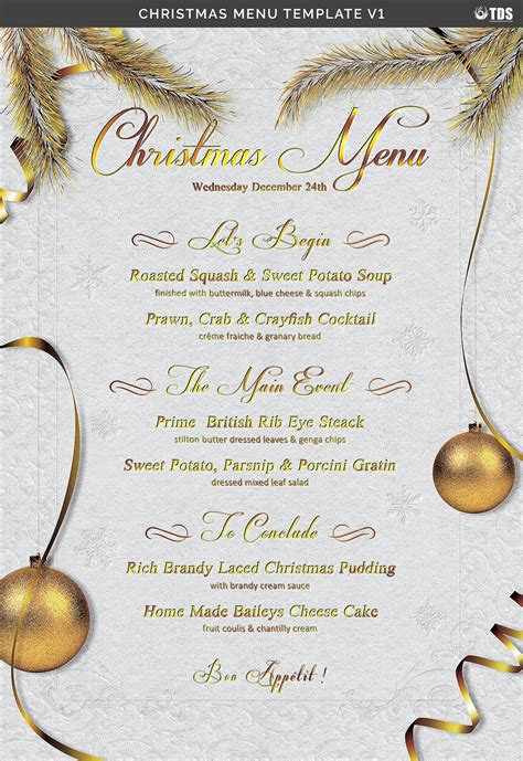Christmas Menu Template Word