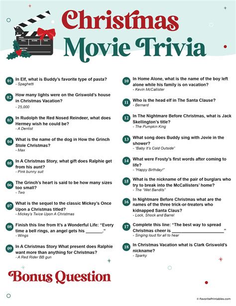 Christmas Movie Trivia Questions Printable