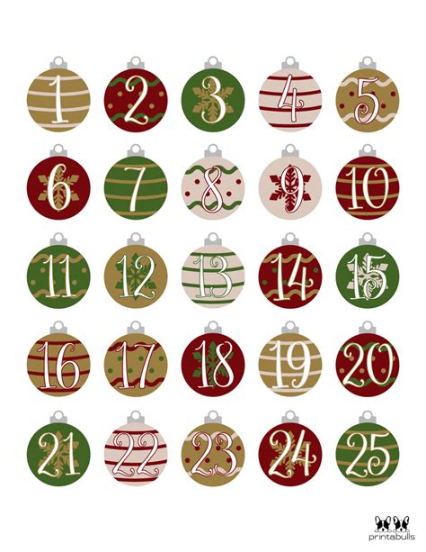 Christmas Numbers Printable 1 25