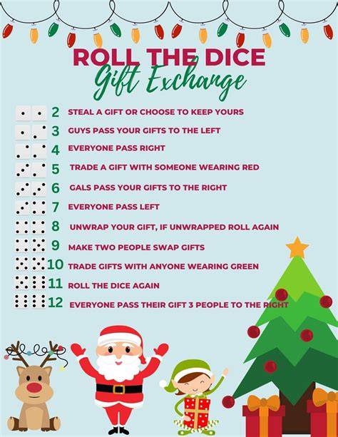 Christmas Roll The Dice Game Rules Printable