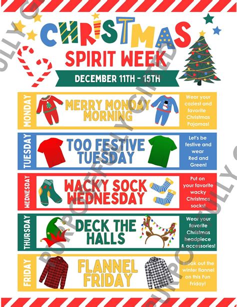 Christmas Spirit Week Template Editable Free