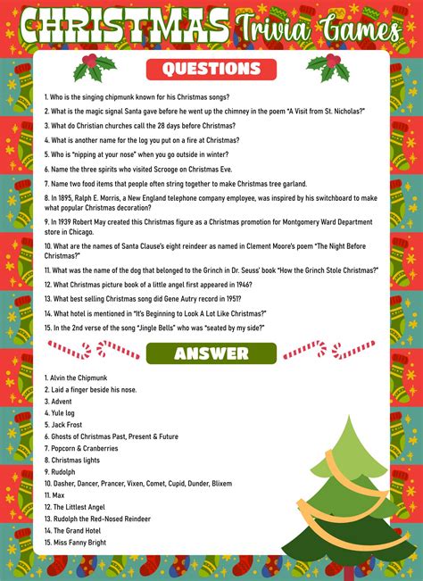 Christmas Trivia Printable With Answers