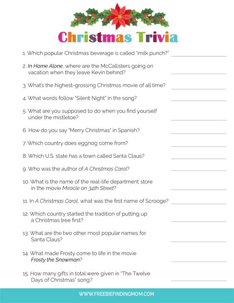 Christmas Trivia Questions And Answers Printable For Kids