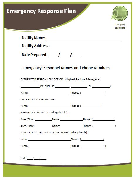 Church Emergency Response Plan Template