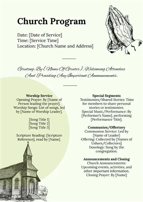 Church Service Program Template