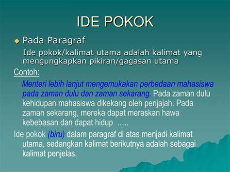 Ciri-ciri ide pokok