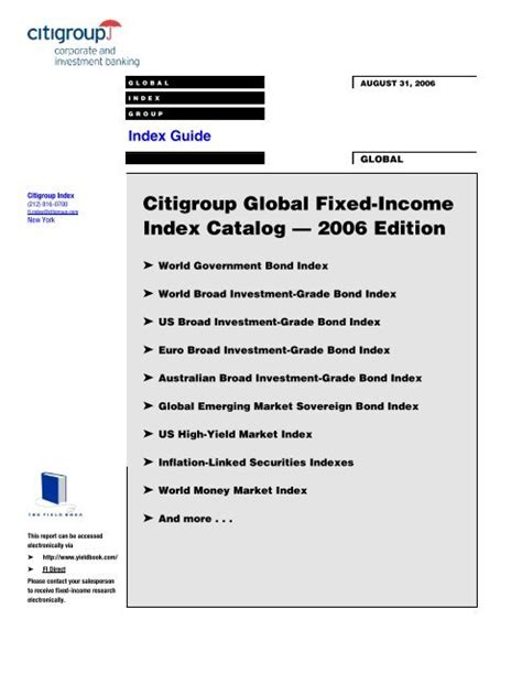 Citigroup Global Fixed Income Index Catalog