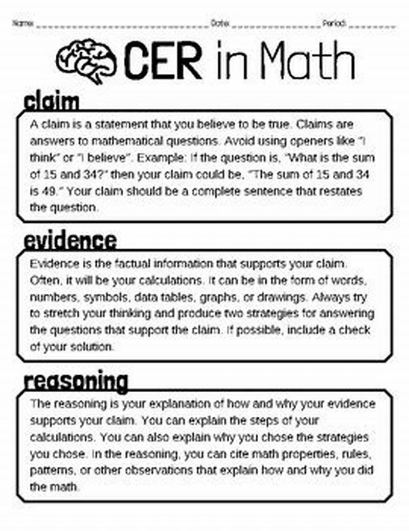 Claim Evidence Reasoning Math Examples