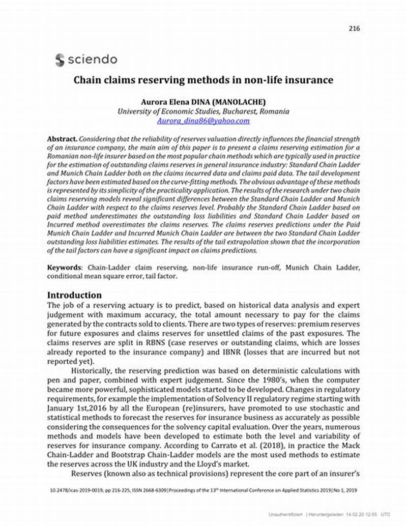 Claims Reserving Methods In Insurance
