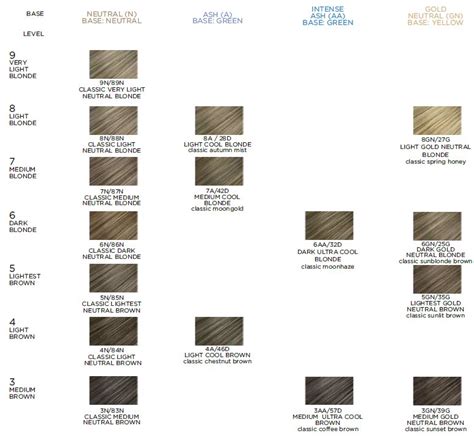 Clairol Pro Color Chart
