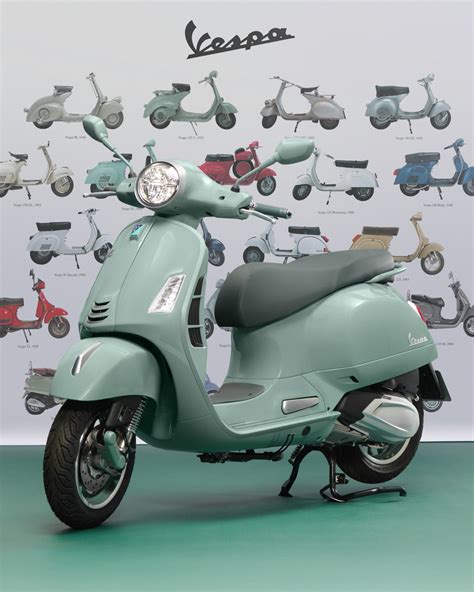 Classic Vespa models side by side