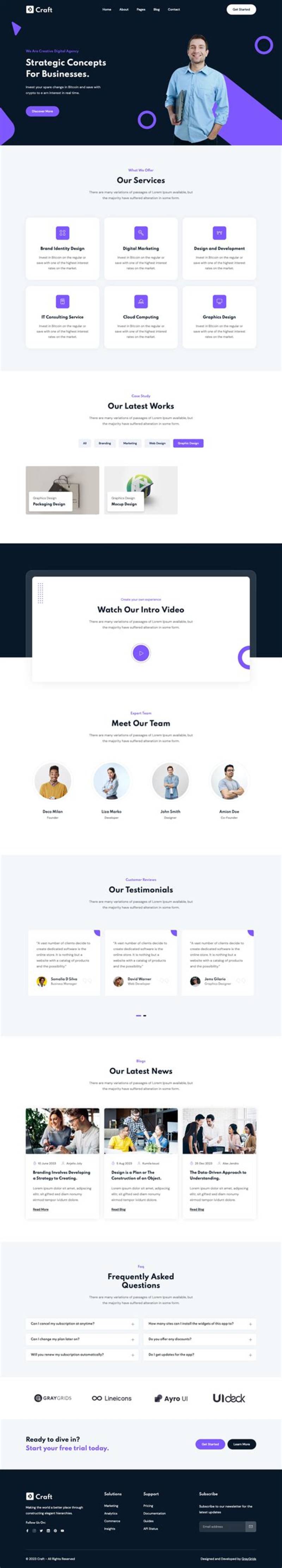 Clean Minimal Tech Bootstrap Template