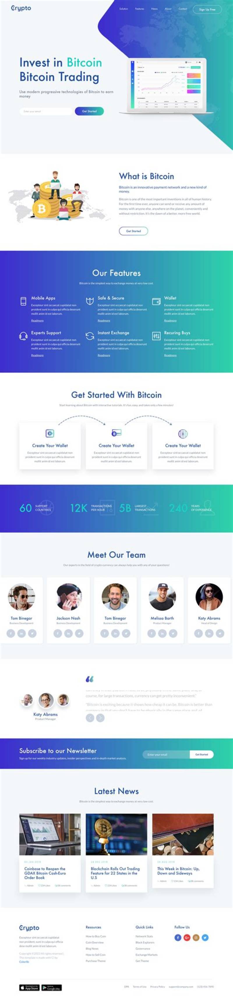 Clean Simple Crypto Bootstrap Template