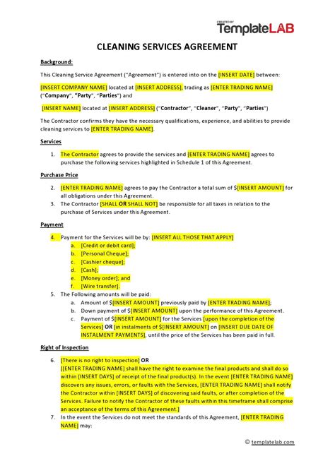 Cleaning Service Contract Template