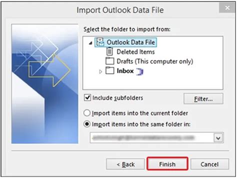 Click Finish to Import Contacts