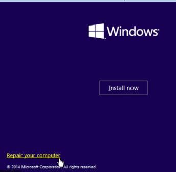 Click Repair your computer link