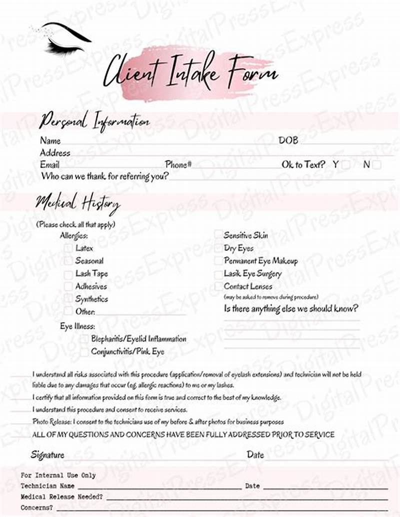 Client Intake Form For Eyelash Extensions