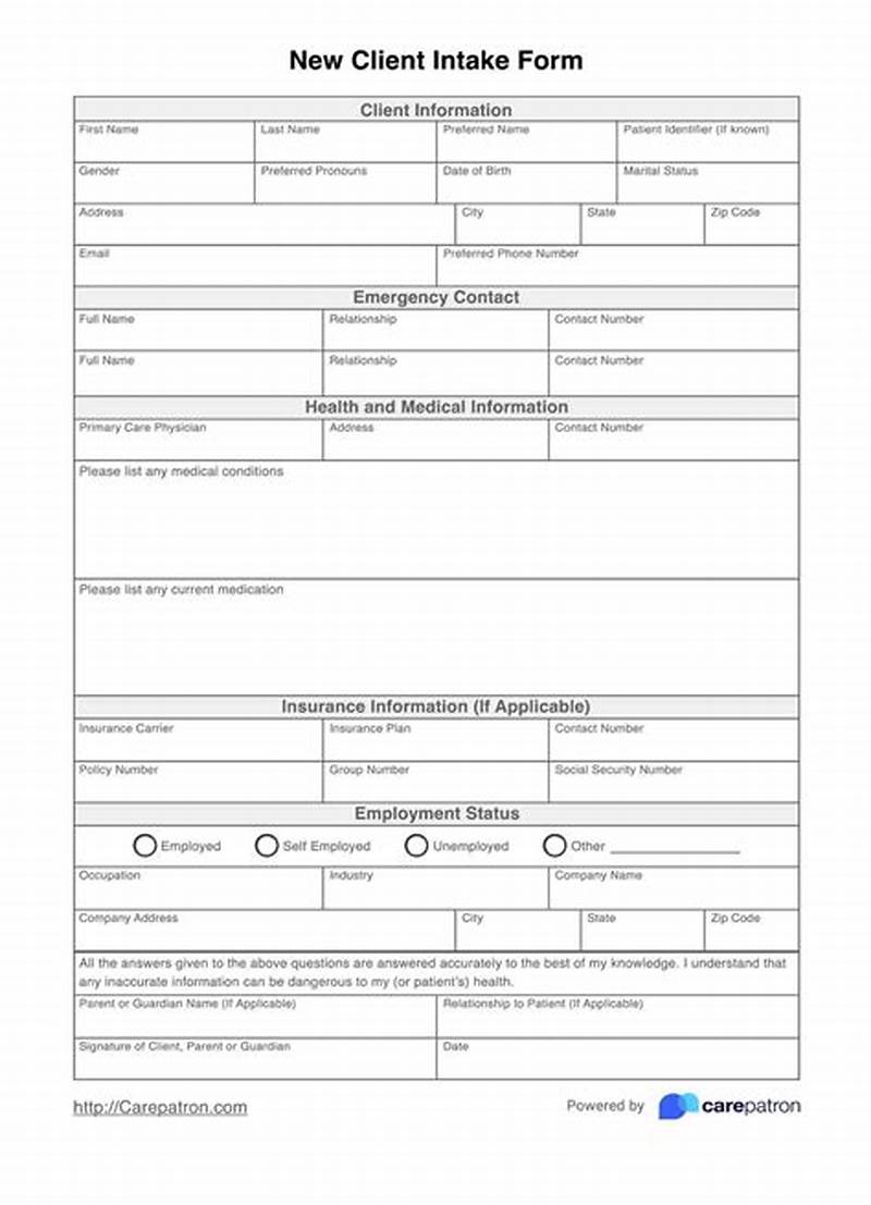 Client Intake Form Template