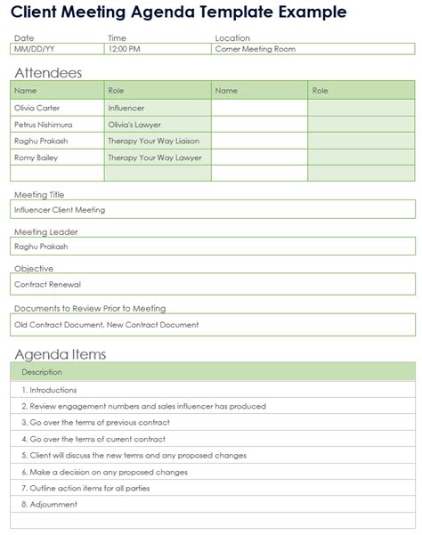 Client Meeting Agenda Template