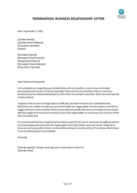 Client Termination Letter Template