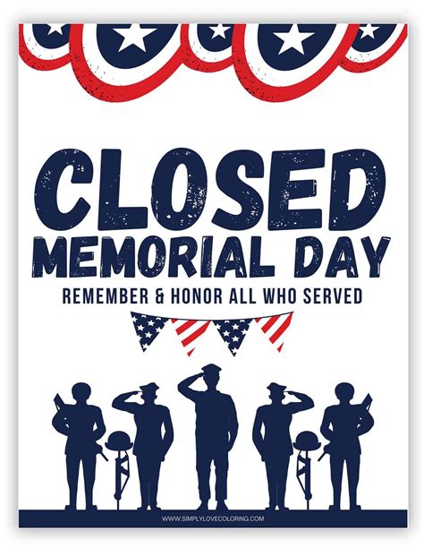 Closed For Memorial Day Sign Printable