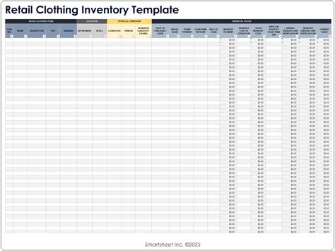 Clothing Inventory Template