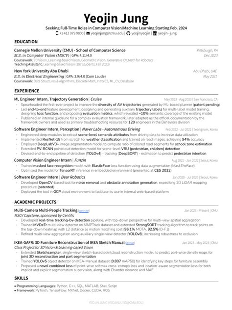 Cmu Resume Template