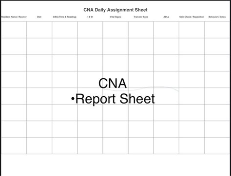 Cna Assignment Sheet Templates