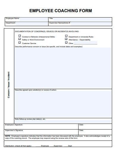 Coaching Form Template