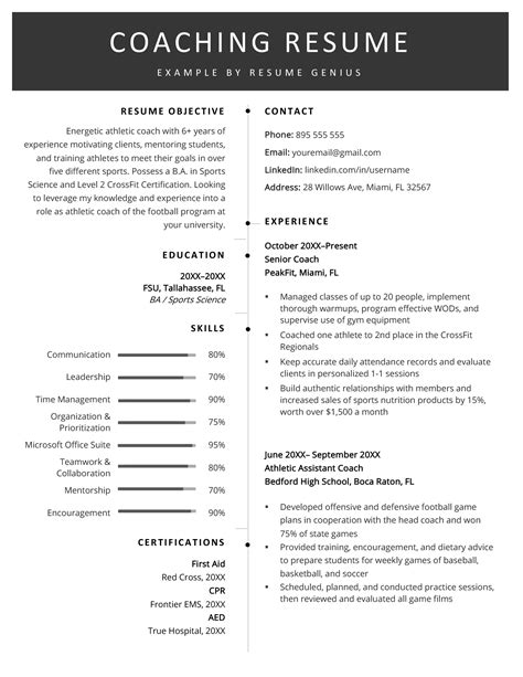 Coaching Resume Templates