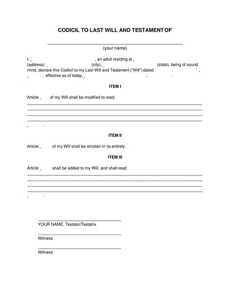 Codicil Template Uk