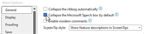 Collapse the Microsoft Search box by default option