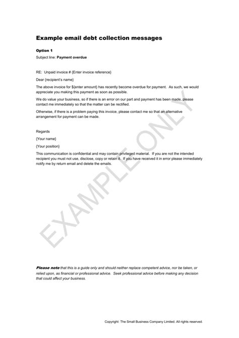 Collection Email Template