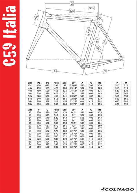 Colnago Size Chart