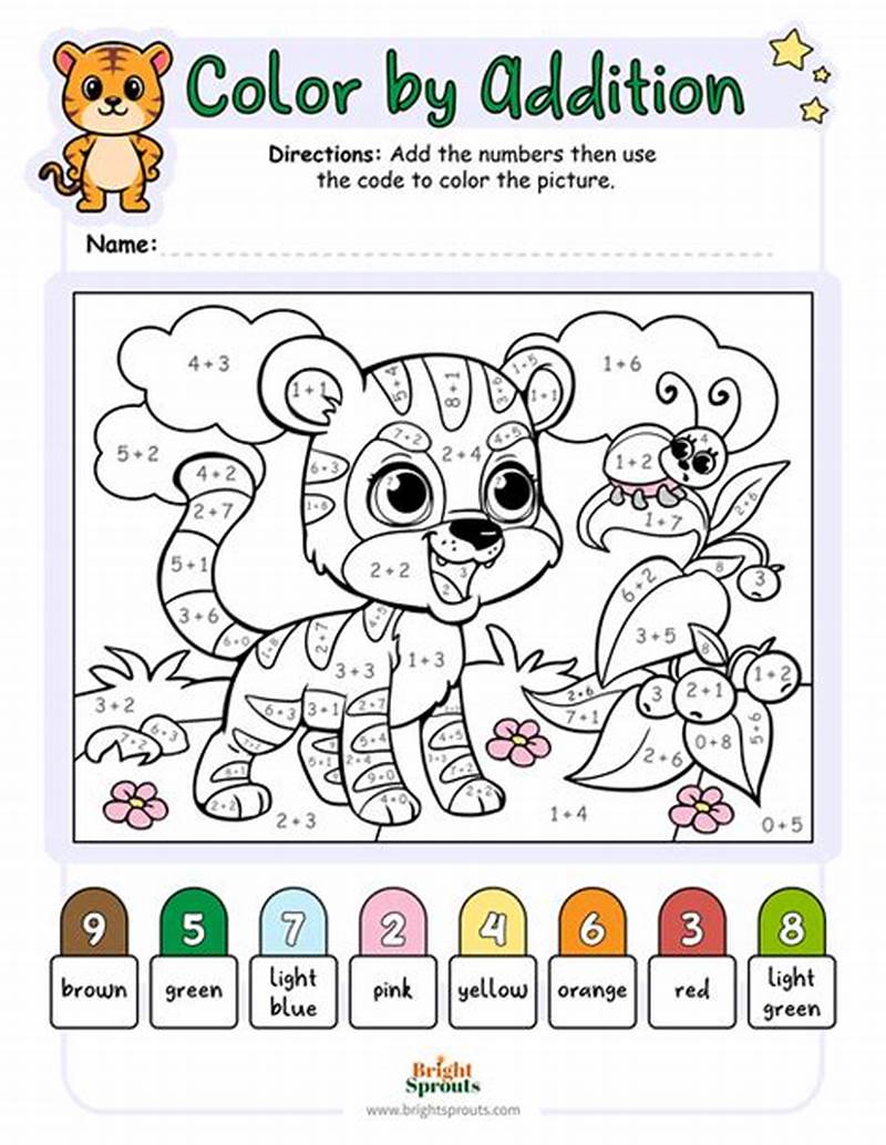Color By Number Addition Printable