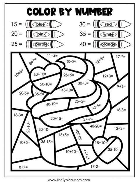 Color By Number Math Printables