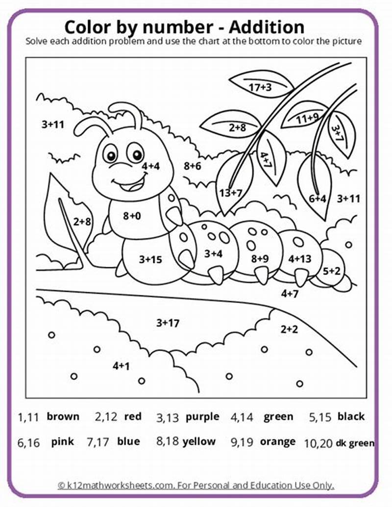 Color By Number Math Worksheets Printable