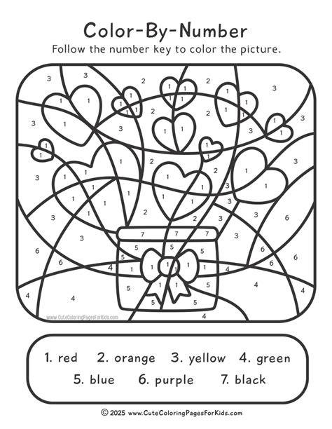 Color By Number Valentine's Day Free Printable