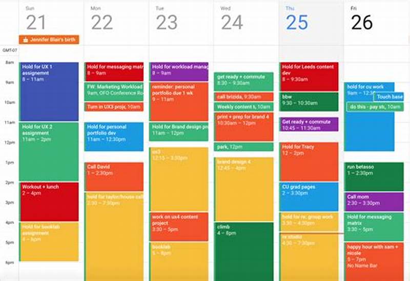 Color Coding Calendar