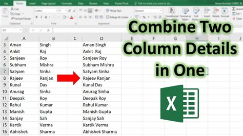 Combine Two Columns in Excel