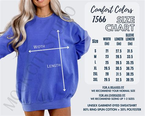 Comfort Colors Size Chart Sweatshirt