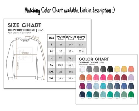 Comfort Colors Sweatshirt Size Chart