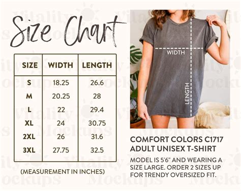 Comfort.colors Size Chart