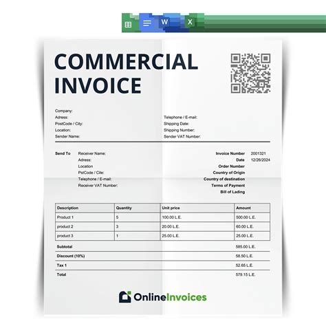 Commercial Invoices Template
