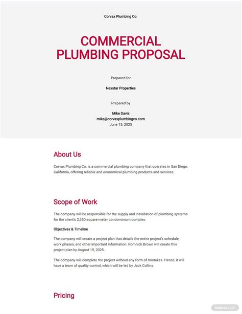 Commercial Plumbing Proposal Template