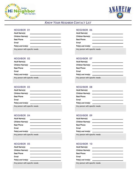 Company Contact List Template