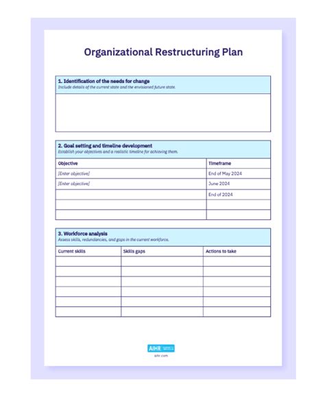 Company Restructuring Plan Template