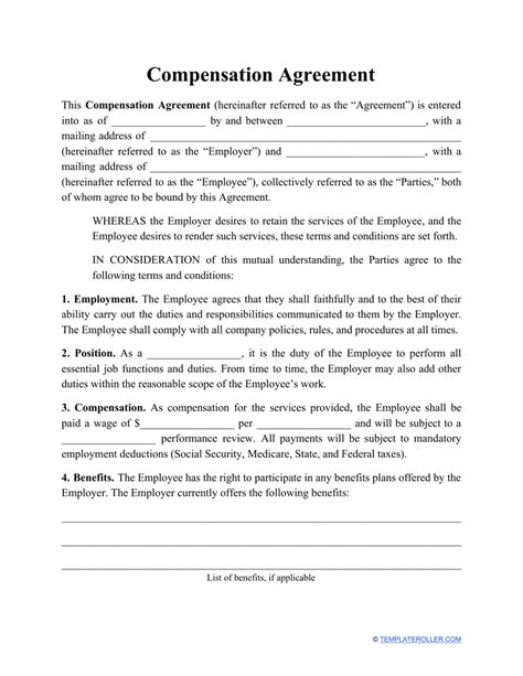 Compensation Agreement Template